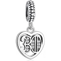 Charm Sterling silver 925 30 years of love, heart pendant on anniversary bracelet