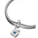 Charm Sterling silver 925 Passport with cubic zirconia, openable travel bracelet pendant