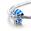 Charm Sterling silver 925 Egypt Pharaoh, bead on travel bracelet