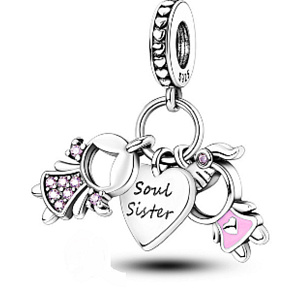 Charm Sterling silver 925 Siblings Sisters 3in1, family bracelet pendant Charm Sterling silver 925 Siblings Sisters 3in1, family bracelet pendant