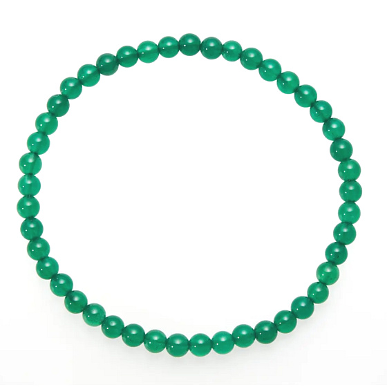 Agate green bracelet elastic natural stone, ball 4 mm / 19 cm, symbolizes the element earth