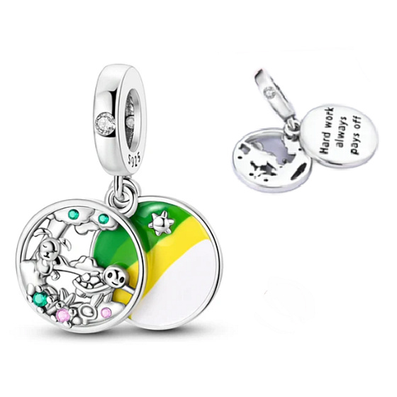 Charm Sterling Silver 925 Hard Work Always Pays Off, Bracelet Pendant