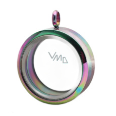 Medailon s otočným uzávěrem nerezový duhová barva tloušťka 11 mm x 30 mm Medailon s otočným uzávěrem nerezový duhová barva tloušťka 11 mm x 30 mm