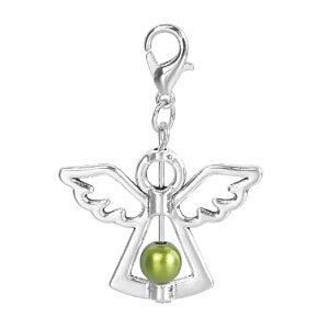 Guardian angel pendant with green pearl 29 x 37 mm