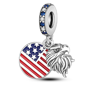 Sterling silver 925 USA flag + eagle, 2in1 travel bracelet pendant Sterling silver 925 USA flag + eagle, 2in1 travel bracelet pendant