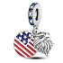 Sterling silver 925 USA flag + eagle, 2in1 travel bracelet pendant