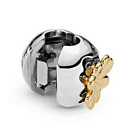 Charm Sterling silver 925 Shiny four-leaf clover for luck, stopper, clip bead for bracelet nature