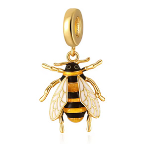 Charm Mini medallion - Bee with black and sulfur-yellow crystal, animal bracelet pendant Charm Mini medallion - Bee with black and sulfur-yellow crystal, animal bracelet pendant