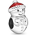 Charm Sterling silver 925 Snowman with Christmas hat, bead on bracelet Christmas