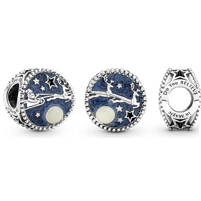 Sterling silver 925 Santa and reindeer charm, Christmas bracelet bead