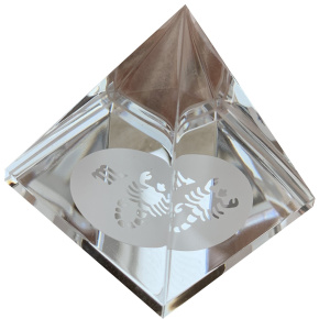 Crystal Glass Pyramid Clear, Scorpio Zodiac Sign