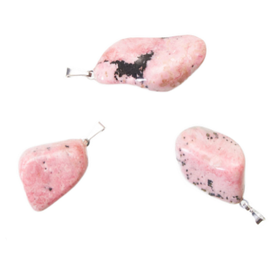 Rhodonite Tumbler pendant natural stone, 2,2-3 cm, 1 piece, stone of forgiveness