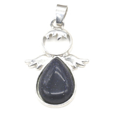 Goldstone blue Avanturine Angel guardian pendant 3,5 x 2,5 mm, stone of ambition