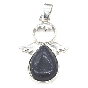 Goldstone blue Avanturine Angel guardian pendant 3,5 x 2,5 mm, stone of ambition Goldstone blue Avanturine Angel guardian pendant 3,5 x 2,5 mm, stone of ambition