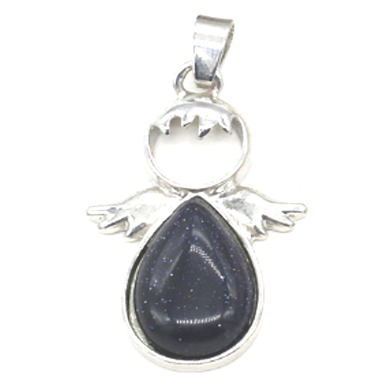 Goldstone blue Avanturine Angel guardian pendant 3,5 x 2,5 mm, stone of ambition