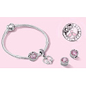Sterling Silver 925 Shining Heart Bead Bracelet Love