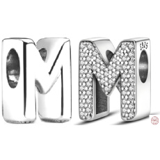 Sterling silver 925 Alphabet letter M, bead for bracelet Sterling silver 925 Alphabet letter M, bead for bracelet