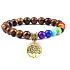 Chakra bracelet Tree of Life + Tiger Eye, elastic natural stone 8 mm / 16 - 17 cm