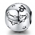 Sterling silver 925 zodiac sign Capricorn + cubic zirconia, bead for bracelet 9 mm