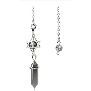 Hematite Merkaba + pendulum, natural stone pendant 71 x 8 x 8 mm