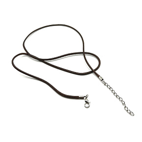 Waxed cord brown with carabiner length 45 x 1,5 cm
