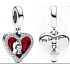 Charm Sterling silver 925 Red heart with keyhole 2in1, love bracelet pendant