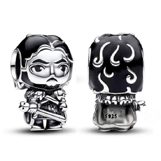 Charm Sterling silver 925 Game of Thrones Joh Snow, bracelet bead, film