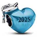 Charm Graduation 2025 - Modré promoční srdce 2025, korálek na náramek gradace