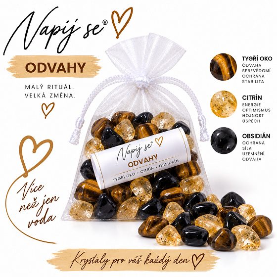 Napij se® odvahy – výměnná minerální náplň | Tygří oko, Citrín, Obsidián
