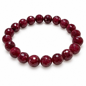 Ruby faceted bracelet Royal Fire, natural stone, 10–10.8 mm beads / 16–17 cm | Bracelet of passion, courage, and abundance