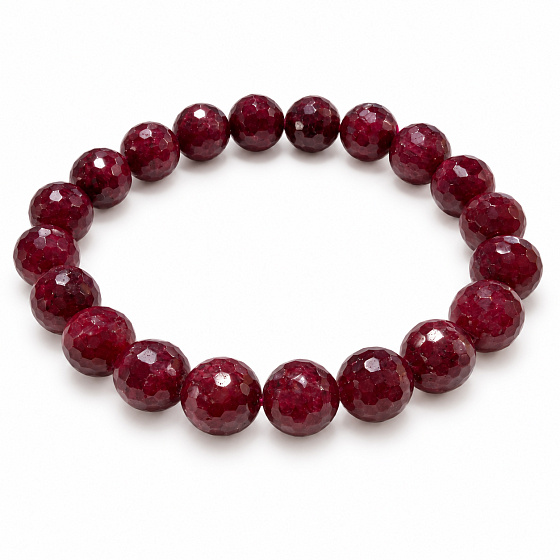 Ruby faceted bracelet Royal Fire, natural stone, 10–10.8 mm beads / 16–17 cm | Bracelet of passion, courage, and abundance
