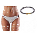 Magnetic slimming bracelet gold color elastic natural stone, ball 6 mm / 16 - 17 cm