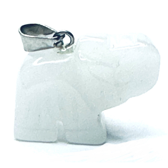 Quartz Elephant pendant natural stone, hand cut figurine 1,8 x 2,5 x 8 mm, the most perfect healer