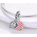 Sterling silver 925 USA flag + eagle, 2in1 travel bracelet pendant