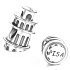 Sterling Silver 925 Italy Pisa - Leaning Tower, travel bracelet bead