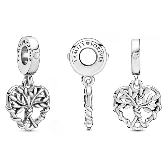Sterling silver 925 Heart with family tree, family bracelet pendant