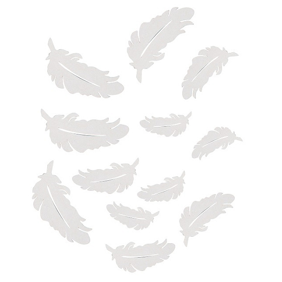 White wooden feathers 12 pieces mix sizes