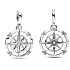 Charm Sterling silver 925 Compass - Mini Medallion with clear cubic zirconia, bracelet pendant
