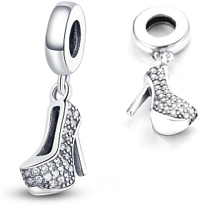 Charm Sterling silver 925 Chic style - glittering shoe on needles, pendant for bracelet, interests Charm Sterling silver 925 Chic style - glittering shoe on needles, pendant for bracelet, interests