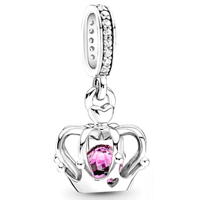 Charm Sterling silver 925 Decorated crown, pendant on bracelet symbol