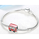 Sterling silver 925 London red bus bead on travel bracelet