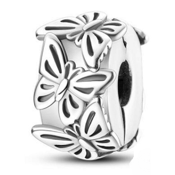 Charm Sterling silver 925 Butterfly poetry, stopper, clip bead on bracelet animal