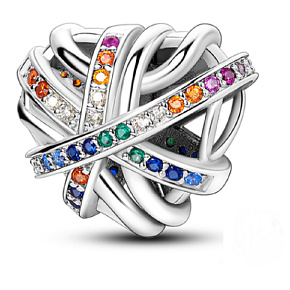 Sterling silver 925 Wrapped heart bead on bracelet love