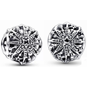 Charm Sterling silver 925 Celestial snowflake, bead for bracelet Christmas Charm Sterling silver 925 Celestial snowflake, bead for bracelet Christmas