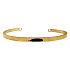 Stainless steel bracelet gold with Feather engraving, open cuff, 4 mm