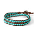 Tyrkenite leather brown bracelet natural stone wrapping 2 strands hand knitted bead 6 mm / approx 35 cm, stone of young people looking for life purpose
