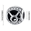 Taurus, zodiac sign, silver + cubic zirconia bracelet pendant, ball 9 mm 1 piece