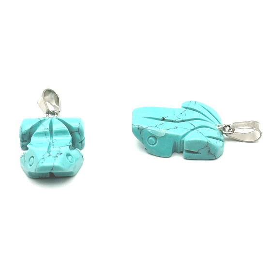 Tyrkenite / Howlite Frog for luck pendant natural stone approx. 20 x 15 mm, young people's stone, looking for a life goal