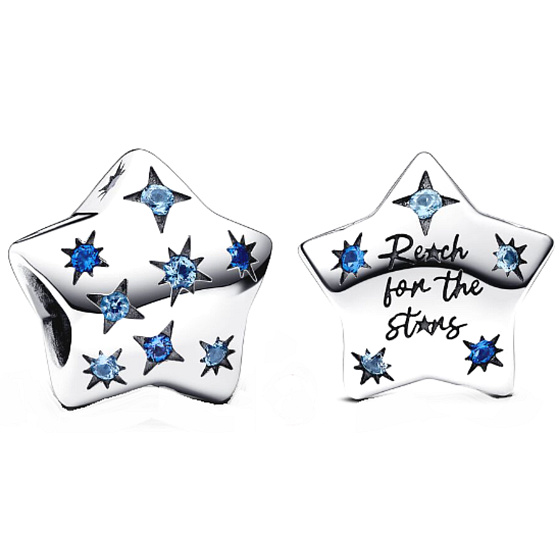Charm Sterling silver 925 Sparkling stars bead on bracelet universe