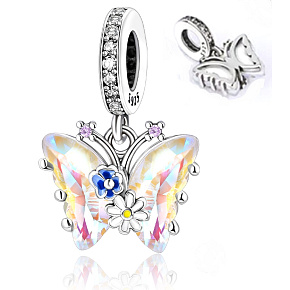 Charm Sterling silver 925 Butterfly - flowers, animal bracelet pendant Charm Sterling silver 925 Butterfly - flowers, animal bracelet pendant